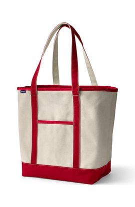 Lands' End Lands' End Open Top Long Handle Canvas Tote Bag