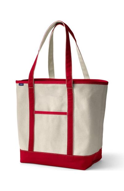 Lands' End Lands' End Open Top Long Handle Canvas Tote Bag