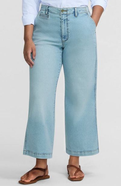 Lands' End Lands' End Petite Recover Denim Mid Rise Wide Leg Ankle Jeans