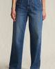 Lands' End Lands' End Petite Soft Denim High Rise Wide Leg Top Stitch Trousers - 1