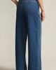 Lands' End Lands' End Petite Soft Denim High Rise Wide Leg Top Stitch Trousers - 2