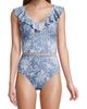 Lands' End Lands' End Pique Ruffle Tankini Top and High Waisted Bottom Swimsuit Set - 1