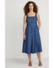 Lands' End Lands' End Pleated Square Neck Cotton Poplin Midi Dress - 1