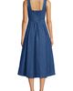 Lands' End Lands' End Pleated Square Neck Cotton Poplin Midi Dress - 4