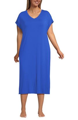 Lands' End Lands' End Plus Size Cooling Cap Sleeve Midi Nightgown