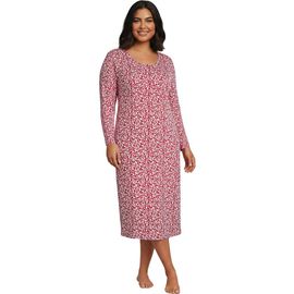 Lands' End Lands' End Plus Size Cotton Long Sleeve Midcalf Nightgown