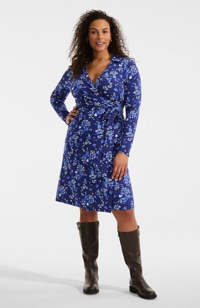 Lands' End Lands' End Plus Size Cotton Modal Collared Wrap Dress