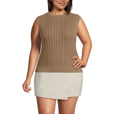 Lands' End Lands' End Plus Size Cotton Pointelle Shell Sweater