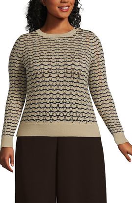 Lands' End Lands' End Plus Size Cotton Viscose Button Shoulder Modern Crew Sweater