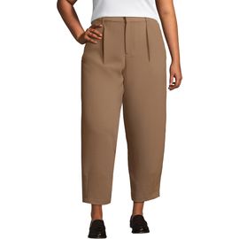 Lands' End Lands' End Plus Size Crepe High Rise Pleated Barrel Leg Ankle Pants
