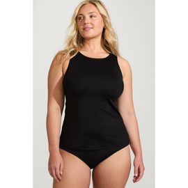 Lands' End Lands' End Plus Size DD-Cup High Neck UPF 50 Modest Tankini Swimsuit Top