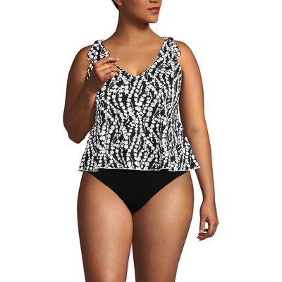Lands' End Lands' End Plus Size Ddd-cup Tie Shoulder Flutter Tankini Top
