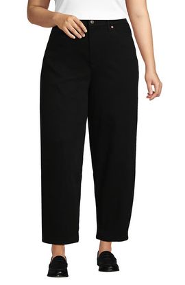 Lands' End Lands' End Plus Size Denim High Rise Barrel Leg Ankle Jeans