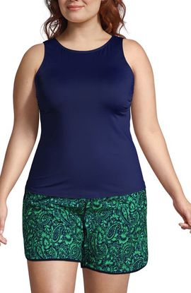 Lands' End Lands' End Plus Size High Neck UPF 50 Sun Protection Modest Tankini Swimsuit Top