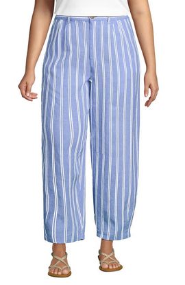 Lands' End Lands' End Plus Size Linen High Rise Pleated Barrel Leg Ankle Pants