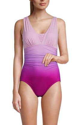 Lands' End Lands' End Plus Size Long Slender Suit Grecian Tummy Control Chlorine Resistant One Piece Swimsuit
