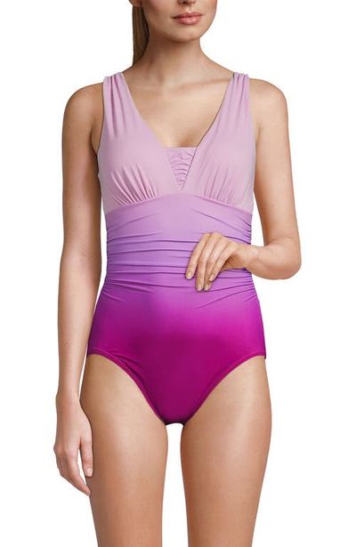 Lands' End Lands' End Plus Size Long Slender Suit Grecian Tummy Control Chlorine Resistant One Piece Swimsuit