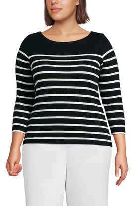Lands' End Lands' End Plus Size Mariner Jersey Boatneck Top
