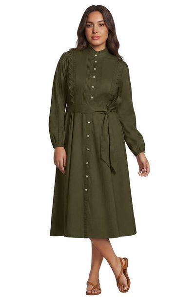 Lands' End Lands' End Plus Size Perfect Button Front Shirt Dress