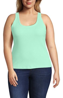 Lands' End Lands' End Plus Size Pointelle Rib UNeck Tank
