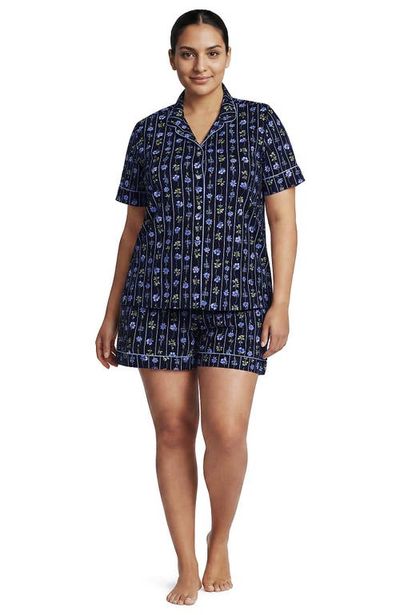 Lands' End Lands' End Plus Size Poplin 2 Piece Pajama Set - Short Sleeve Shirt And Shorts