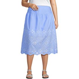 Lands' End Lands' End Plus Size Poplin Drop Waist Midi Skirt - Set Bottom