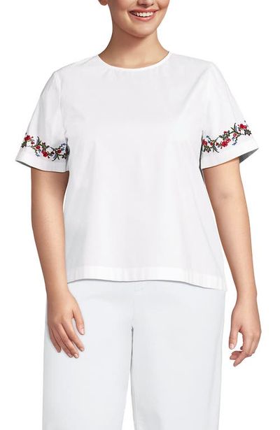 Lands' End Lands' End Plus Size Poplin Eyelet Shirt