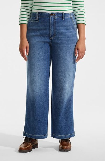 Lands' End Lands' End Plus Size Recover Denim Mid Rise Wide Leg Ankle Jeans