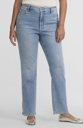 Lands' End Lands' End Plus Size Recover High Rise Straight Leg Blue Jeans