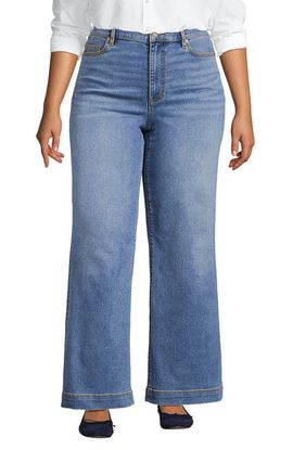 Lands' End Lands' End Plus Size Recycled High Rise Wide Leg Denim Jeans
