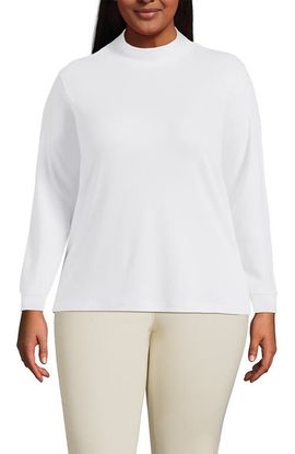 Lands' End Lands' End Plus Size Relaxed Cotton Long Sleeve Mock Turtleneck