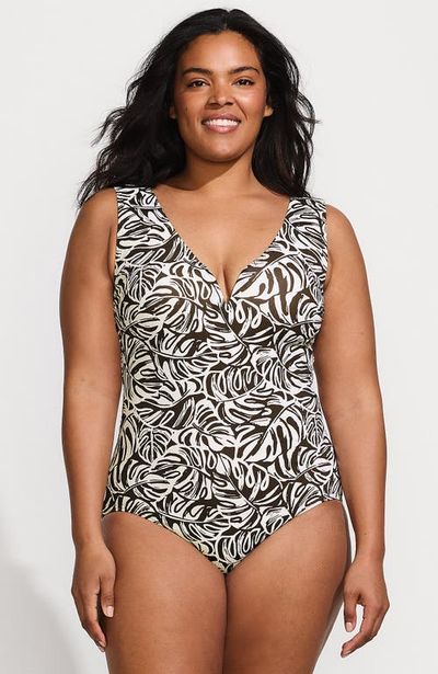Lands' End Lands' End Plus Size Sculpting Suit Sweetheart V-Wire High Leg One Piece Swimsuit