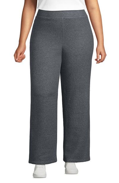 Lands' End Lands' End Plus Size Serious Sweats High Rise Fleece Lined Straight Leg Pants