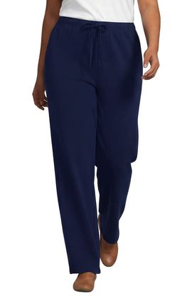 Lands' End Lands' End Plus Size Serious Sweats High Rise Relaxed Straight Leg Pants - Set Bottom