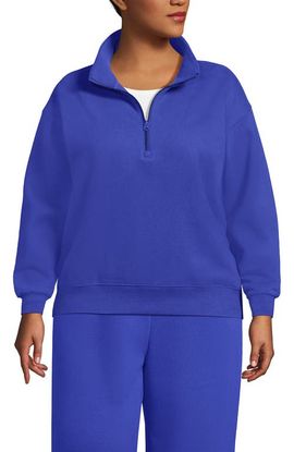 Lands' End Lands' End Plus Size Serious Sweats Relaxed Quarter Zip Pullover Sweatshirt