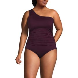 Lands' End Lands' End Plus Size Shirred One Shoulder One Piece Swimsuit