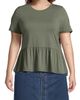 Lands' End Lands' End Plus Size Short Sleeve Lightweight Jersey Crew Neck Peplum Tee - 1