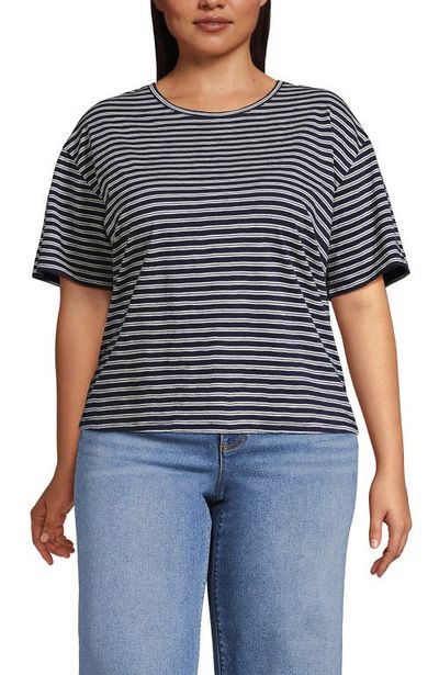 Lands' End Lands' End Plus Size Short Sleeve Slub Jersey Eyelet T-Shirt