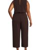 Lands' End Lands' End Plus Size Sleeveless Creaseless Wrap Jumpsuit with Smocked Waist - 2