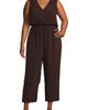 Lands' End Lands' End Plus Size Sleeveless Creaseless Wrap Jumpsuit with Smocked Waist - 4