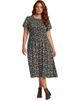 Lands' End Lands' End Plus Size Smocked Midi Dress - 1