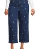 Lands' End Lands' End Plus Size Soft Denim High Rise Embroidered Wide Leg Crop Jeans - 1