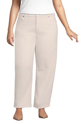 Lands' End Lands' End Plus Size Soft Denim Mid Rise Relaxed Barrel Ankle Jeans
