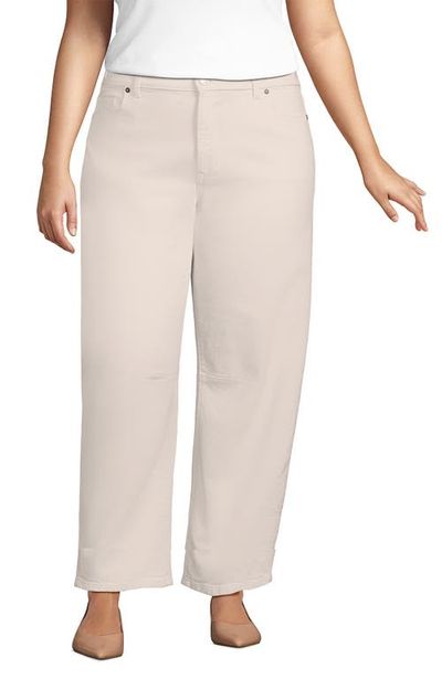 Lands' End Lands' End Plus Size Soft Denim Mid Rise Relaxed Barrel Ankle Jeans