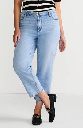 Lands' End Lands' End Plus Size Soft Denim Mid Rise Relaxed Straight Crop Jeans