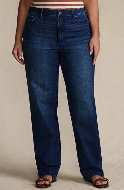 Lands' End Lands' End Plus Size Soft Denim Mid Rise Relaxed Straight Leg Jeans