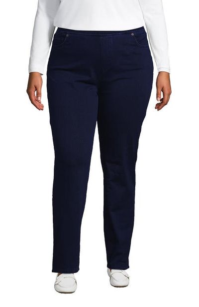 Lands' End Lands' End Plus Size Starfish High Rise Knit Denim Straight Jeans