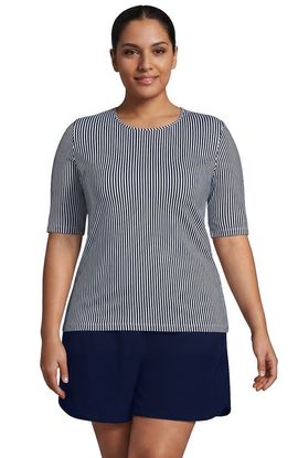 Lands' End Lands' End Plus Size Sunshade Upf 50 Elbow Sleeve Rash Guard Swim Tee