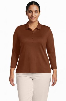Lands' End Lands' End Plus Size Supima Cotton 3/4 Sleeve Polo Shirt
