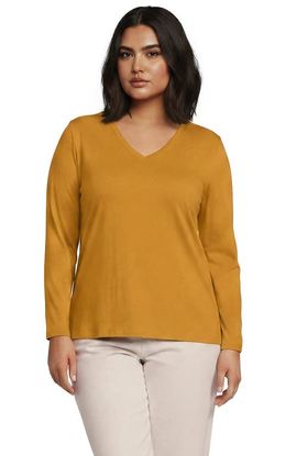 Lands' End Lands' End Plus Size Supima Cotton Long Sleeve V-Neck T-Shirt